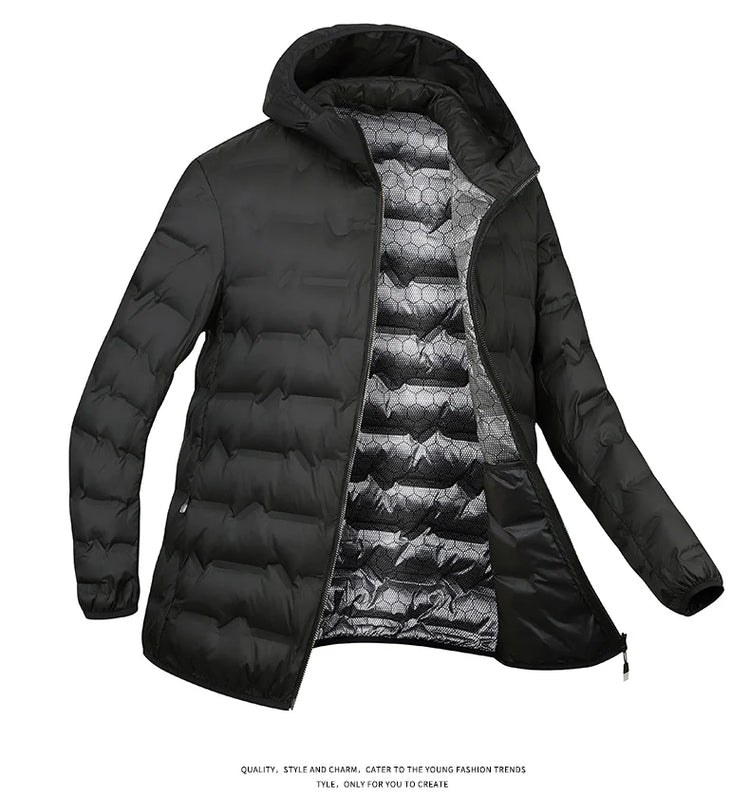 EUMERGX Men's Down Jacket Winter Warm Duck Down Lightweight Padding Jackets Camping Climbing Trekking Graphene Lining Coat