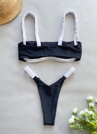 Splicing Micro Perizoma Bikini Donna Costumi da bagno a fascia Costume da bagno femminile Bikini a due pezzi Costume da bagno con taglio alto Swim Lady platinumshop