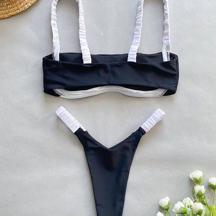 Splicing Micro Perizoma Bikini Donna Costumi da bagno a fascia Costume da bagno femminile Bikini a due pezzi Costume da bagno con taglio alto Swim Lady platinumshop