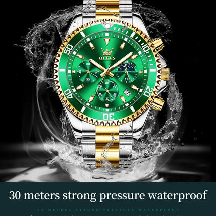 OLEVS Orologi da uomo Orologio di lusso delle migliori marche da uomo Cronografo originale impermeabile in acciaio inossidabile Fasi lunari Data Quadrante Rota platinumshop