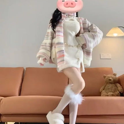 Christmas Clothing Dress in Battle Robe Knit Dress Women's Interior Sweater Hip Hugging Short Skirt