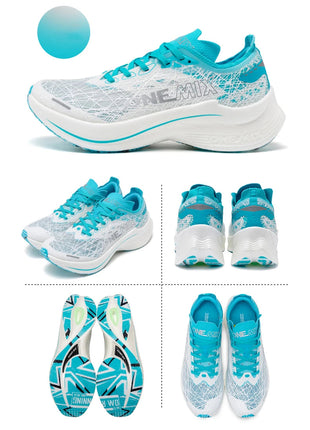 ONEMIX Scarpe da corsa con piastra in carbonio per uomo Assorbimento degli urti Scarpe sportive ultraleggere Rimbalzo Scarpe da ginnastica da maratona per donna all'aperto PlatiNum