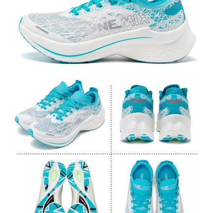 ONEMIX Scarpe da corsa con piastra in carbonio per uomo Assorbimento degli urti Scarpe sportive ultraleggere Rimbalzo Scarpe da ginnastica da maratona per donna all'aperto PlatiNum