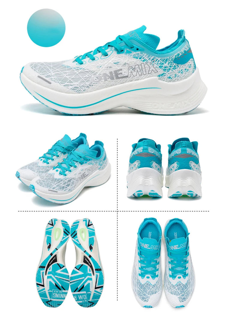 ONEMIX Scarpe da corsa con piastra in carbonio per uomo Assorbimento degli urti Scarpe sportive ultraleggere Rimbalzo Scarpe da ginnastica da maratona per donna all'aperto PlatiNum