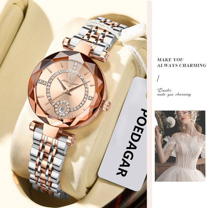 POEDAGAR Orologio da polso originale alla moda per donna Orologio da donna al quarzo con data in acciaio inossidabile impermeabile Orologi da donna casual di lusso platinumshop