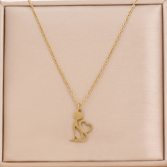 Collane in acciaio inossidabile Linea Cartoon Cat Pendenti Catena Girocollo Gioielli Collana di moda per gioielli da donna Regali per amici per feste