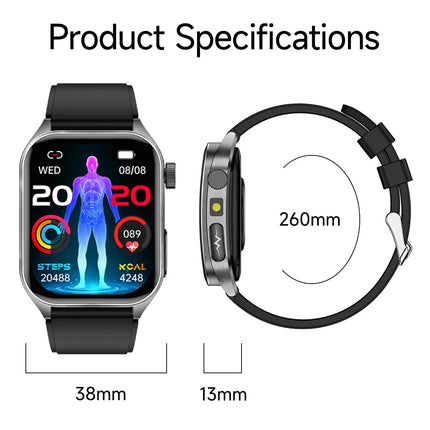 2026 Nuovo 650nm Terapia Laser Grassi nel sangue Acido urico Pressione sanguigna Smart Watch ECG + PPG Preciso Monitor di salute Smartwatch per gli uomini platinumshop