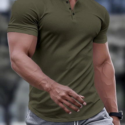 Men's Classic Summer Polo Shirt, Solid Color Casual, Comfortable, Breathable, Stand-Up Collar, Short Sleeve Muscle Sports Top