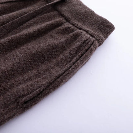 2024 Autumn And Winter New 100% Pure Wool Flat Small Foot Pants Women Loose High Waist Lean Knitted Cashmere Bunched Foot Pants PlatiNum