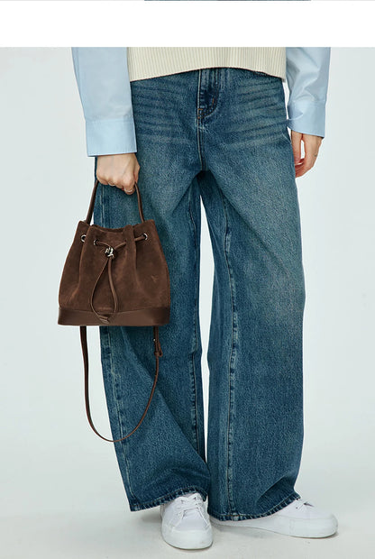 LA FESTIN Original New Women Bag Luxury Suede Bag Leather Handbag Winter Bags Fashion Shoulder Bag Bucket Bag Crossbody Bag