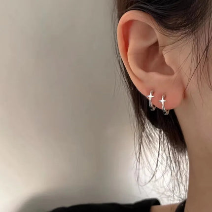 Ventfille 925 Sterling Silver Star Earring for Women Girl Simple Tassels Chain Fashion Office Jewelry Gift Dropshipping PlatiNum