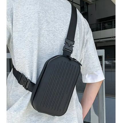 Borsa a tracolla rigida nera, leggera e portatile, per adulti, ideale per il trasporto quotidiano, lo shopping, le brevi camminate all'aperto e l'uso quotidiano.