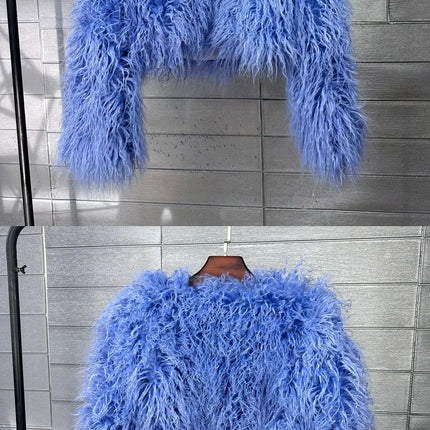 ZADORIN New Mongolian Fur Cropped Faux Fur Coat Woman Winter Clothes Fashion Short Fur Coats Fluffy Faux Fur Jacket Crop Tops