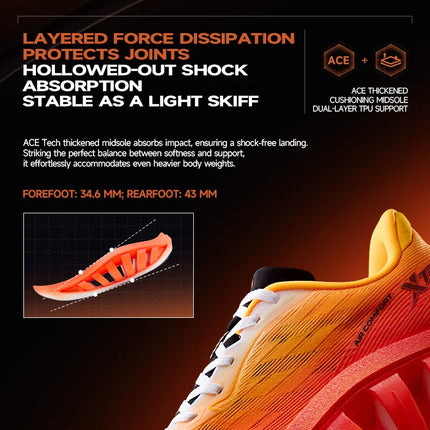 Xtep Light Boat MAX Scarpe da corsa leggere da uomo con rimbalzo e aumento dell'altezza, forza propulsiva più forte 874219110095