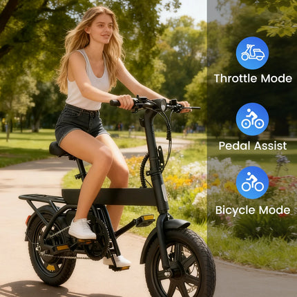 Bicicletta Elettrica REGALANGEL B20 Mini, Motore 250W, Batteria 36V 7.8AH, E-bike Urbana per Adulti, Pneumatici da 14 Pollici
