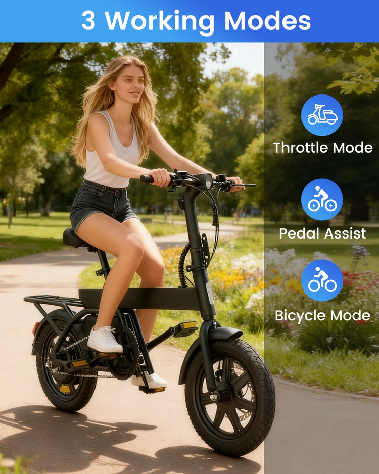 Bicicletta Elettrica REGALANGEL B20 Mini, Motore 250W, Batteria 36V 7.8AH, E-bike Urbana per Adulti, Pneumatici da 14 Pollici