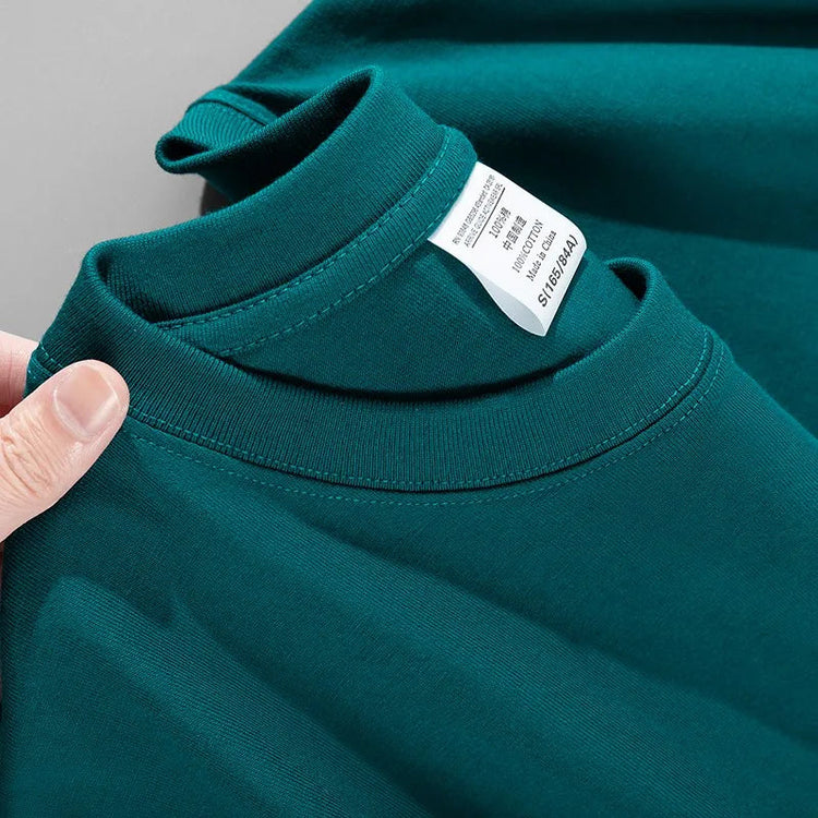 600G Heavy Cotton Short-sleeved T-shirt Men's and Women's Summer Loose Casual Trend Versatile Round Neck Half-sleeved Clothes PlatiNum
