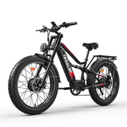 Bicicletta elettrica potente da 3000W, velocità massima di 60km/h, TIFGALOP ES7pro, pneumatici fat da 26 pollici, doppio motore per tutti i terreni, bici elettrica per adulti.