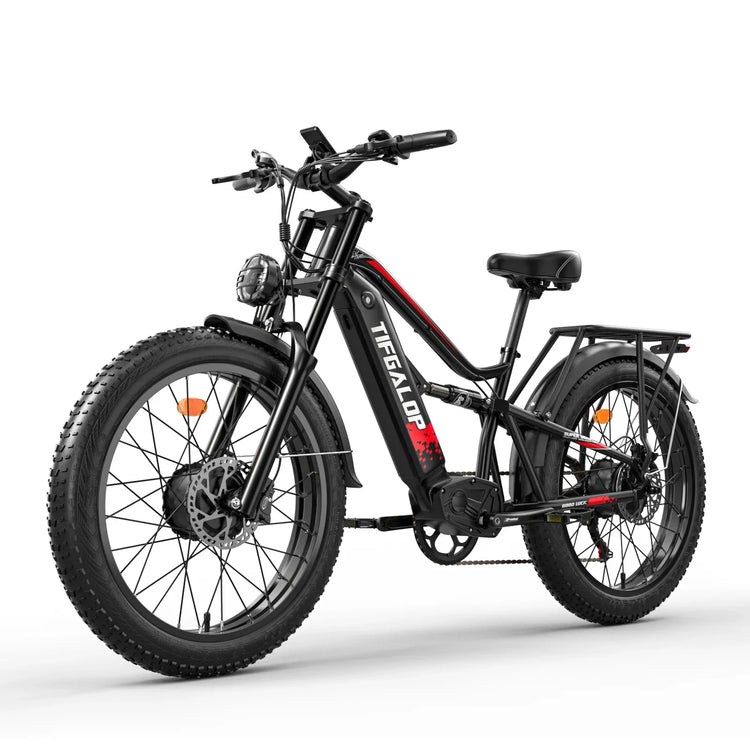 Bicicletta elettrica potente da 3000W, velocità massima di 60km/h, TIFGALOP ES7pro, pneumatici fat da 26 pollici, doppio motore per tutti i terreni, bici elettrica per adulti.