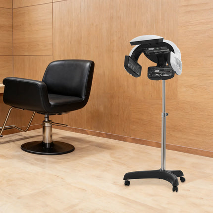 Professional Salon Hair Dryer for Perms (1500W), Freestanding Quartz Heating Styling Hood with LCD Display & Adjustable Height, Rolling Stand Perm Machine for Spa & Home Use