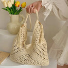 Borsa a tracolla estiva casual all'uncinetto, stile boho, borsa tote da spiaggia per vacanze, borsa alla moda intrecciata, borse a mano con design lavorato a maglia per viaggi
