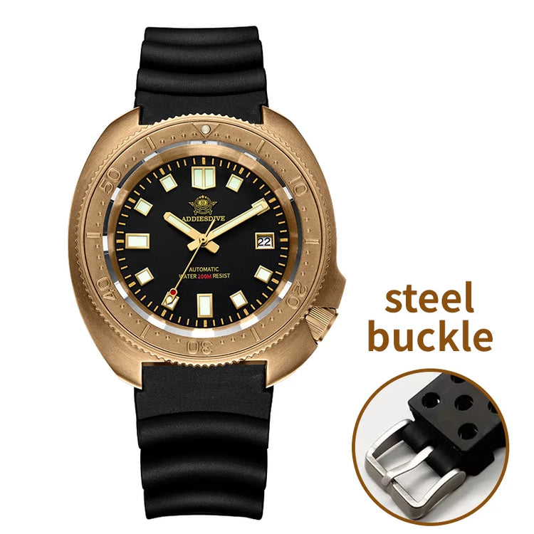 ADDIESDIVE CUSN8 Bronze Watch Men Automatic Wristwatch Calendar Sapphire Glass Luminous 20Bar Waterproof Diving Mechanical Watch