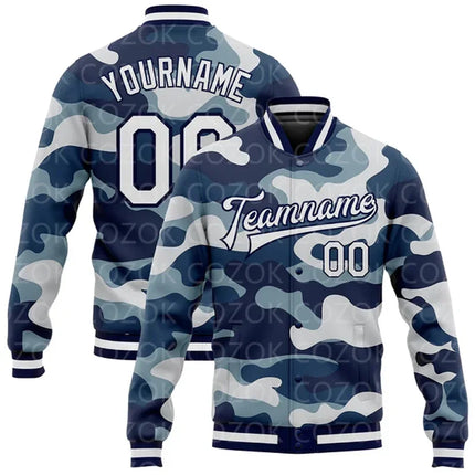 Custom Skull 3D Printed Baseball Button Jacket Bomber Full-Snap Varsity Letterman Jacket
