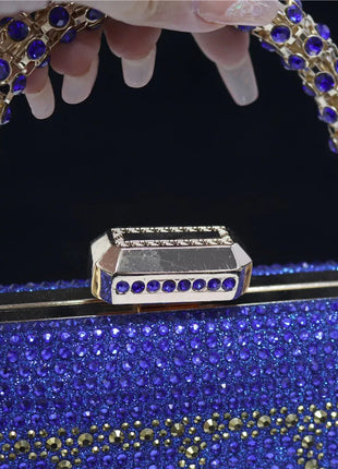 Popular In Nigeria Exquisite Evening Bags With Diamond Design Fashion Handle Clutch Rhinestone Embellished Long Chain Bag PlatiNum