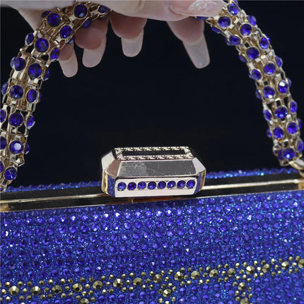 Popular In Nigeria Exquisite Evening Bags With Diamond Design Fashion Handle Clutch Rhinestone Embellished Long Chain Bag PlatiNum