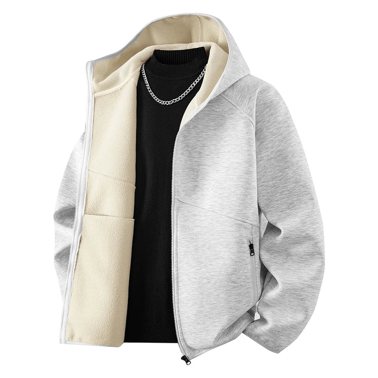 Men's Sweatshirt Set Fleece Jacket Sweatpants 2 Piece Hooded Oversize 6XL 7XL 8XL Tracksuit Winter Warm Zip Outfit Thick Thermal