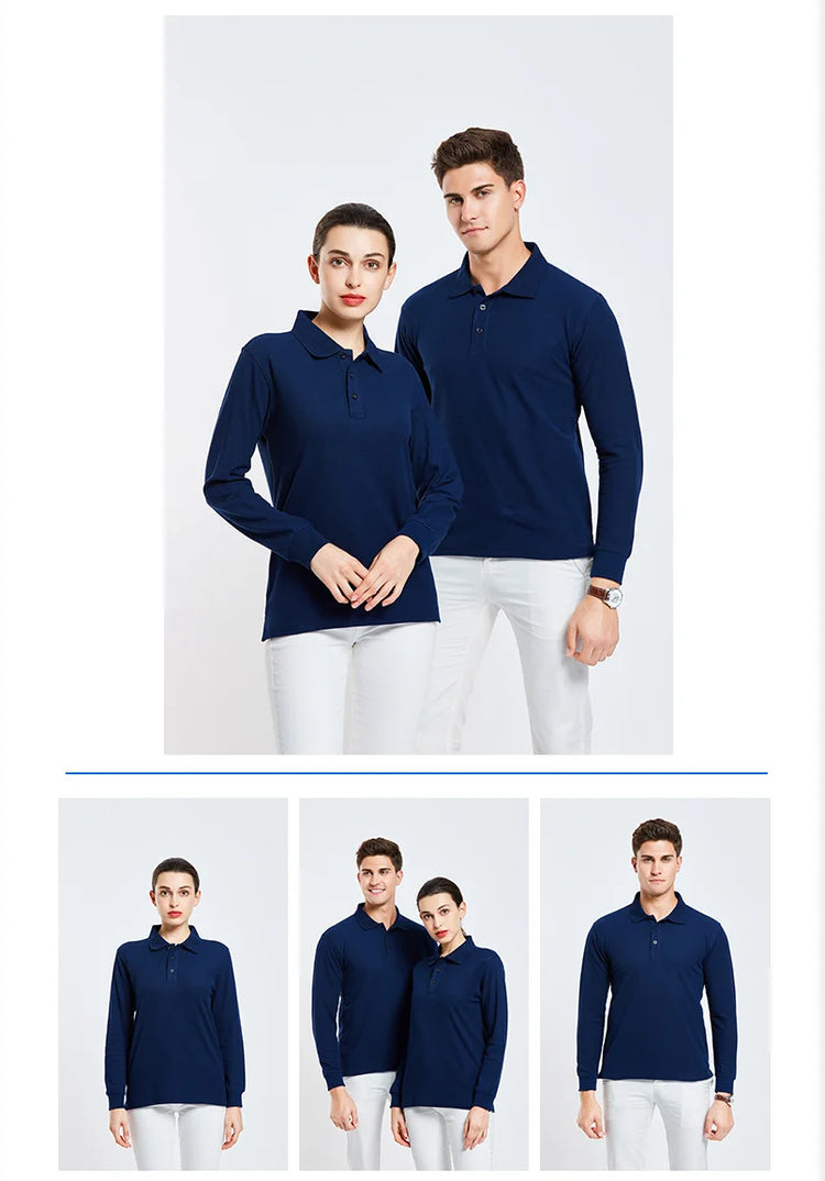 Polo a maniche lunghe in cotone traspirante Personal Company Group Design Logo personalizzato stampa ricamo Casual uomo e donna top