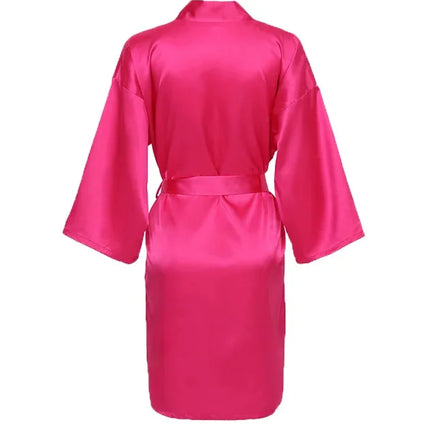 Vestaglia da notte in raso solido, elegante vestaglia da casa con scollo a V a mezza manica e cintura, pigiama da donna