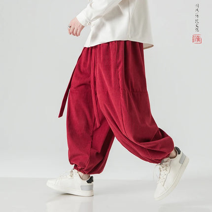 Pantaloni di velluto a coste da uomo autunno inverno pantaloni larghi casual oversize da uomo streetwear moda Harajuku donna pantaloni in vita elastica da uomo
