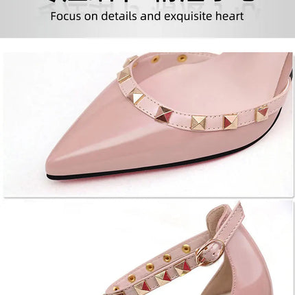 Scarpe tacco alto da donna estive in Europa e America Moda punta a punta bocca superficiale rivetto scava fuori sandali a spillo da discoteca platinumshop