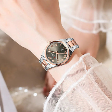 CURREN Orologio da donna, Orologi da donna, Orologi da donna, Abito alla moda impermeabile Bracciale in acciaio inossidabile Orologi analogici Data platinumshop