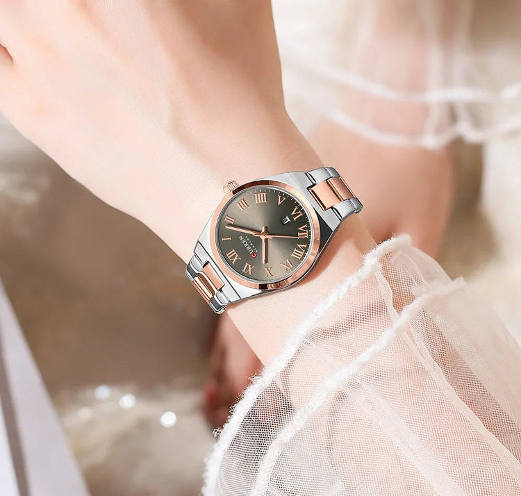 CURREN Orologio da donna, Orologi da donna, Orologi da donna, Abito alla moda impermeabile Bracciale in acciaio inossidabile Orologi analogici Data platinumshop