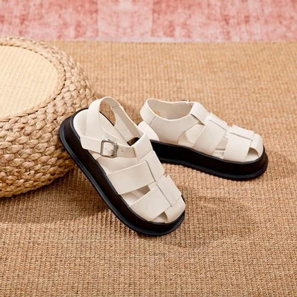 AIYUQI Women's Closed-Toe Sandals, New Summer 2026 Roman Sandals, Fashionable Woven Women's Thick-Soled Casual Shoes