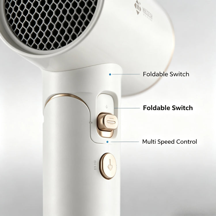 Foldable Hair Dryer 2000W High Power Portable Travel Hair Dryer Cold Air Function 220‑240V For Home Hotel Household Use
