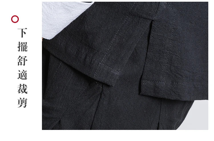 Camicie a maniche lunghe da uomo Ricamo tradizionale in cotone e lino Casual Tang Suit Cardigan da uomo Camicette Kung Fu retrò stile cinese da uomo