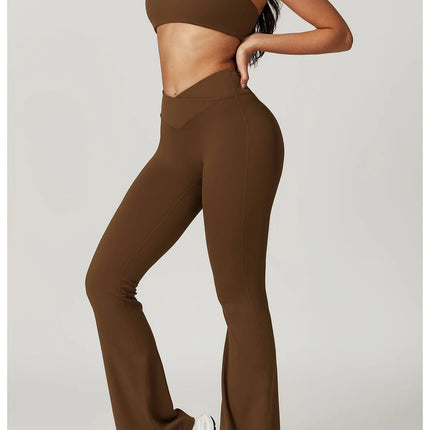 Flare Leggings Yoga Pants Women Bell-bottoms Yoga Tights High Waist Fitness Pants Stretch Gym Workout Sports Push Up Leggings PlatiNum