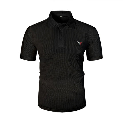 Men's Short Sleeve Summer T-Shirt with Ice Silk Lapel, Men's Top