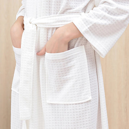 Accappatoio trasparente waffle uomo donna estate abito sottile doccia vestaglia scozzese lunghezza al ginocchio camicia da notte traspirante panno per la casa