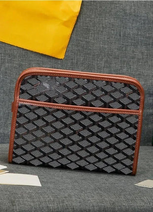 Borsa a tracolla unisex in vera pelle, borsa multifunzione da portare sotto il braccio, borsa portadocumenti portatile per viaggi d'affari