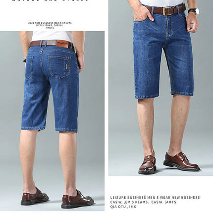 Pantaloncini di jeans da uomo estivi Nuovo stile Ricamo sottile Business Casual Jeans corti dritti Abbigliamento di marca maschile azzurro cielo