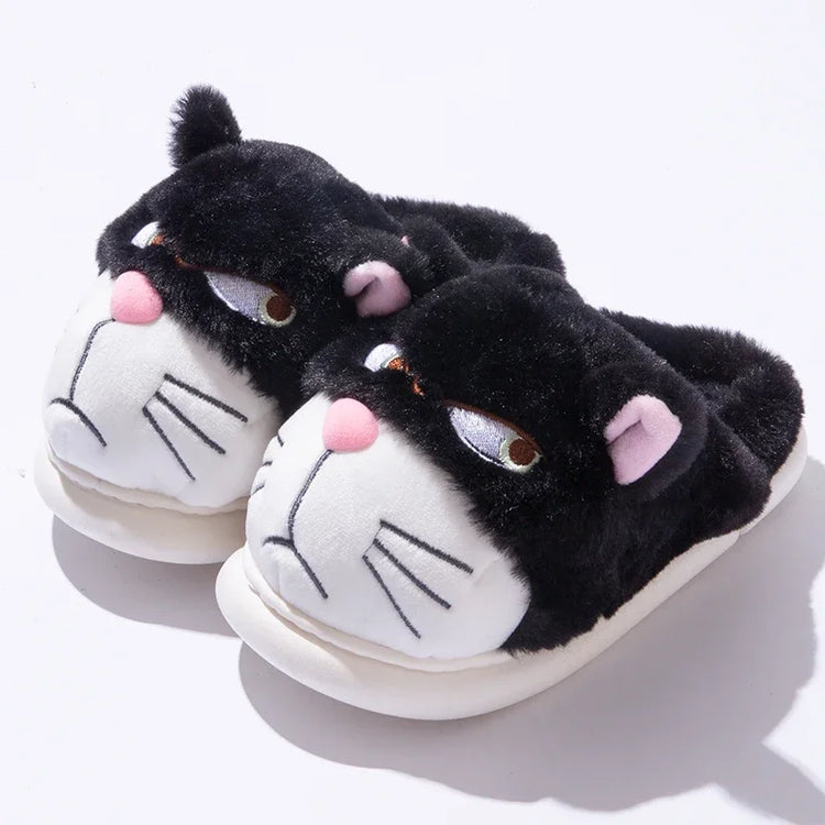 Fluffy Slippers Women Cute Cartoon Winter Plush Home Shoes Girls Casual Large Size Flats