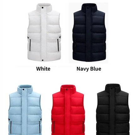 Winter High-density T400 Small-interval Warm Cotton-padded Vest Double Front Flap with Snap Buttons and Zippers