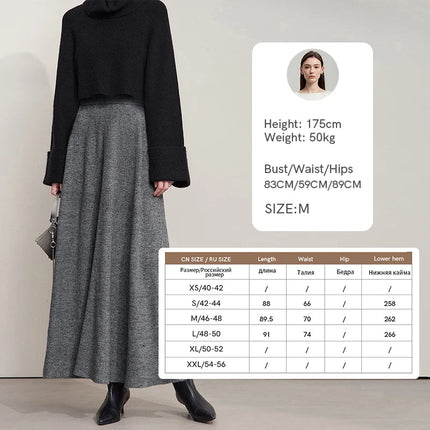 AMII Knitted Skirts For Women 2025 Autumn New Gentle A-line Long Skirt Loose Solid Color Elegant Versatile Woman Clothes12553045 PlatiNum