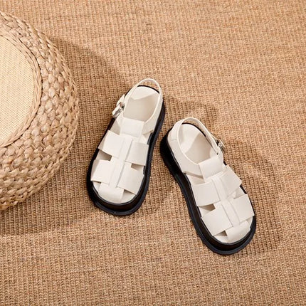 AIYUQI Women's Closed-Toe Sandals, New Summer 2026 Roman Sandals, Fashionable Woven Women's Thick-Soled Casual Shoes