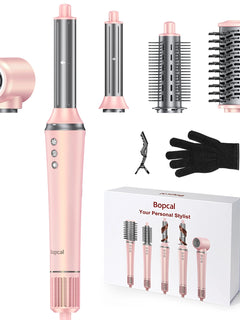 Bopcal 5 In 1 Hair Dryer Hot Air Comb Electric Hair Curling Iron 1200W High Speed Blower Multifunctional Styling Tools Hairdryer