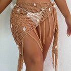 Estate calda donna scialle kaki conchiglia nappa impreziosita scialle da spiaggia bikini a rete cava cover up costumi da bagno estivi avvolgenti costumi da bagno platinumshop
